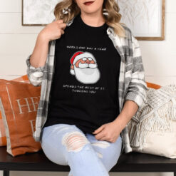 Satan Claus works one day a year spends the rest of it judging you Christmas shirt