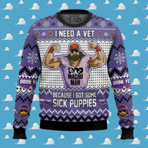 Sick Puppies Macho Man Ugly Sweater