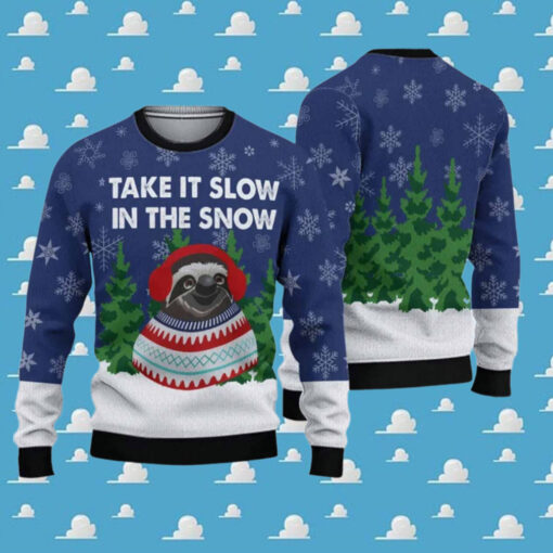 Sloth Take It Slow In The Snow Ugly Christmas Sweater