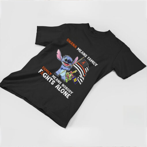 Stitch Waving Flag Ohana Means Family Family Means Nobody Fights Alone Multiple Sclerosis Awareness T Shirt