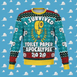 Survived Toilet Paper Apocalypse 2020 Knitted Ugly Christmas Sweater