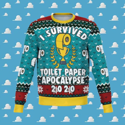 Survived Toilet Paper Apocalypse 2020 Knitted Ugly Christmas Sweater