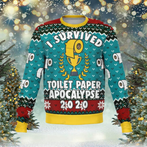 Survived Toilet Paper Apocalypse 2020 Knitted Ugly Christmas Sweater