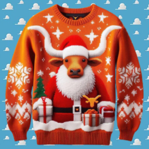 Texas Longhorns Santa Hook ‘Em Merry Christmas Ugly Sweater