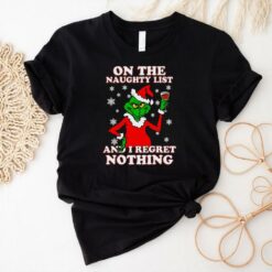 The Grinch Wine On The Naughty List And I Regret Nothing Christmas 2024 Shirt