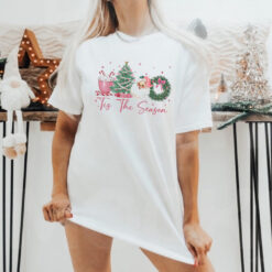 Tis The Season Comfort Colors Coquette Bow Christmas Retro Christmas Crewneck Girly Christmas Merry Christmas Shirt