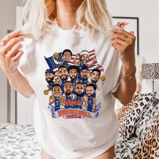 USA Team basketball 2024 caricature shirt