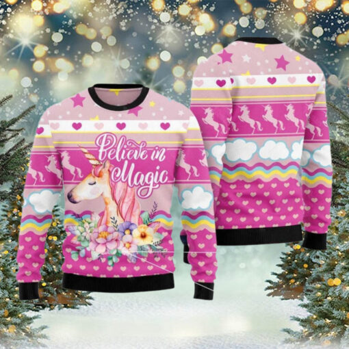 Unicorn Believe In Magic Ugly Christmas Sweater