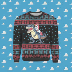 Unicorn Riding Dinosaur To Christmas Town Ugly Sweater