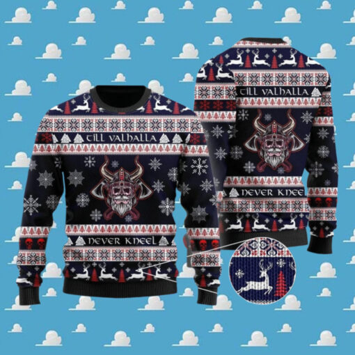 Viking Till Valhalla Never Kneel Ugly Sweater