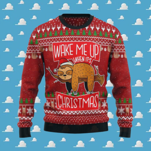 Wake Me Up When It’s Christmas Lazy Sloth Sweater