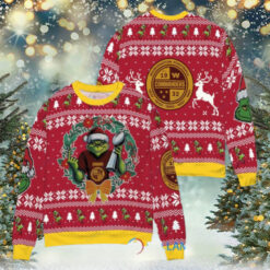 Washington Commanders x Grinch NFL Dr. Seuss How the Grinch Stole Christmas with Super Bowl Trophy Ugly Christmas Sweater Red