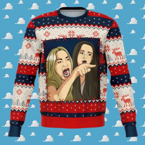 Woman Yelling at Cat Ugly Christmas Sweater