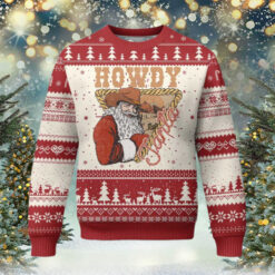 Xmas Cowboy Santa Ugly Christmas Sweater Howdy Santa Vintage Western TS09