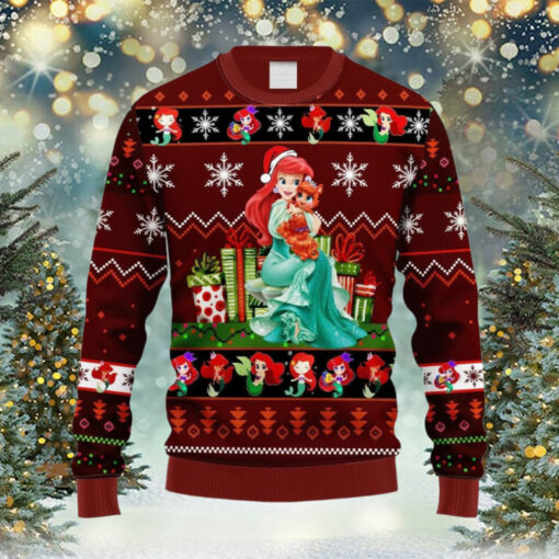 Xmas Little Ariel Mermaid Red Brown Ugly Sweater