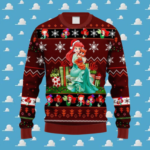 Xmas Little Ariel Mermaid Red Brown Ugly Sweater