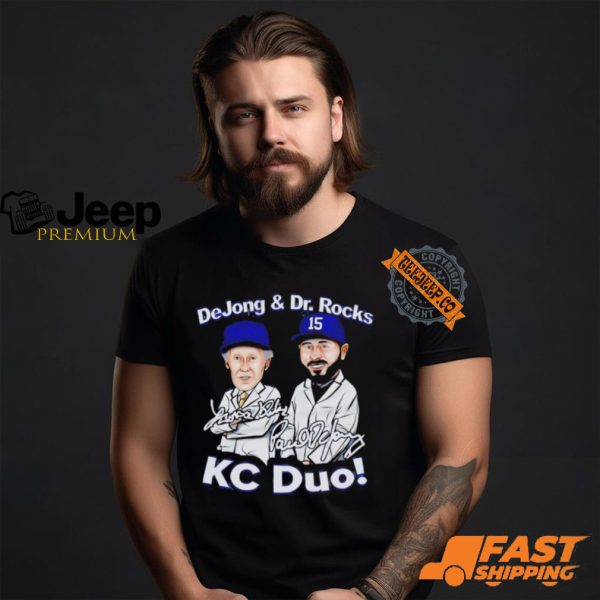 Paul DeJong and Dr. Rocks Kansas City Cartoon Signatures shirt0