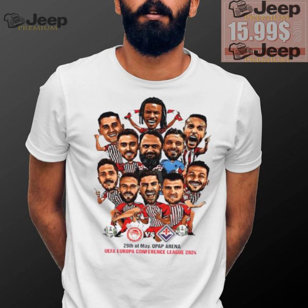 ACF Fiorentina vs Olympiacos F.C. UEFA Europa Conference League 2024 Champions caricature shirt1