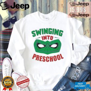 Swinging into preschool superhero shirt2