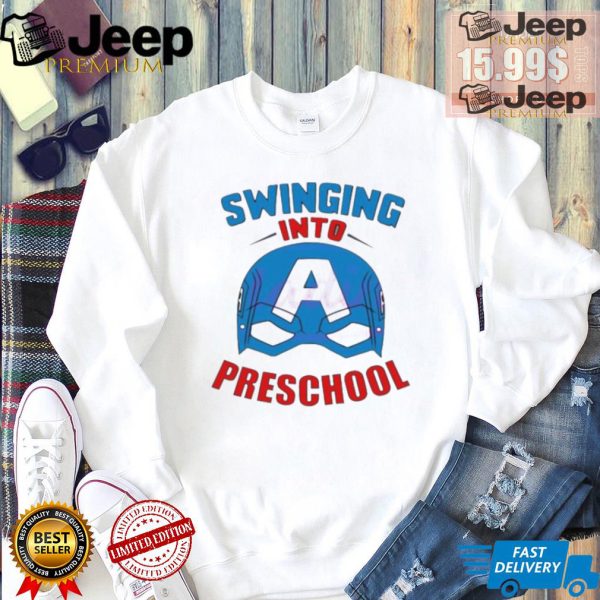 Captain america swinging into preschool shirt2