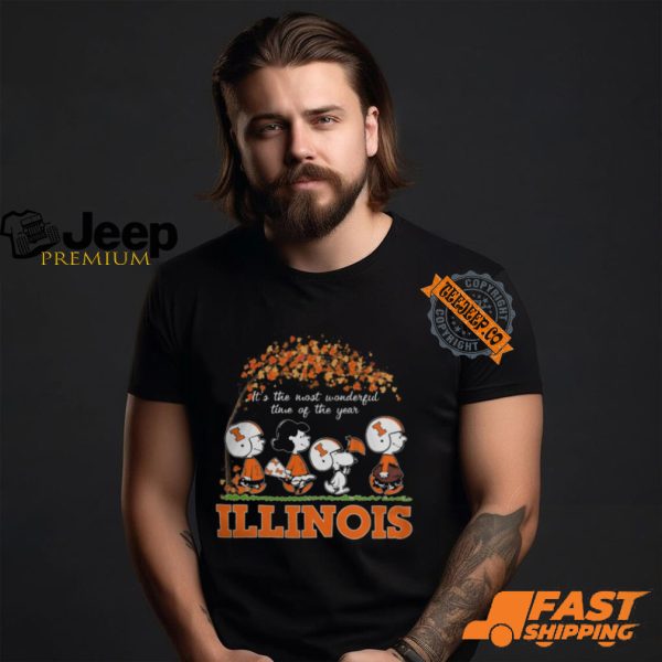 Snoopy Peanuts X Illinois Fighting Illini Fall It'S The Most Beautiful Time Of The Year Shirt