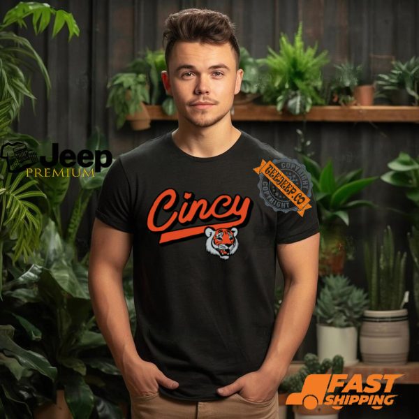 Cincy Football Tiger Script Shirt2