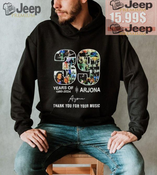 Arjona 39 years of 1985 2024 thank you for your music signature shirt1