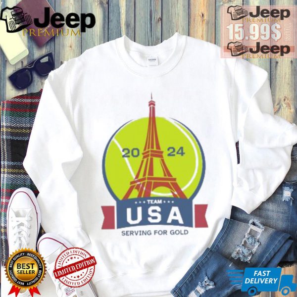 Tennis Team USA Paris Olympics serving for gold shirt3