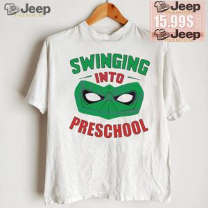 Swinging into preschool superhero shirt3