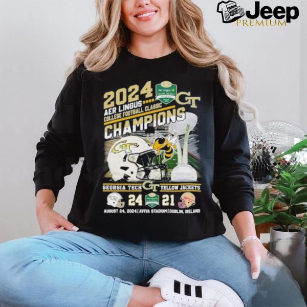 2024 Aer Lingus College Football Classic Champions Georgia Tech And Yellow Jackets Shirt