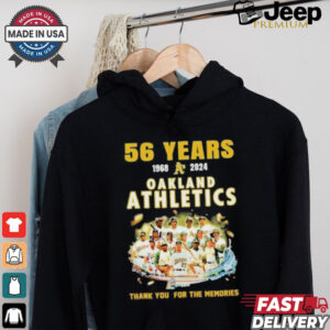 56 Years 1968 2024 Oakland Athletics Thank You For The Memories Shirt