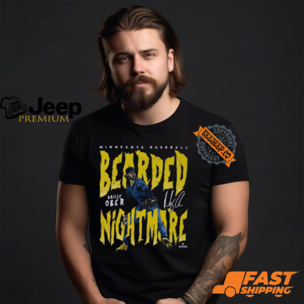 Bailey Ober Minnesota Baseball Bearded Nightmare Signature t shirt