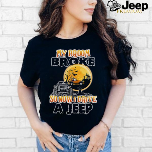 Black cat my broom broke so now I drive a jeep Halloween 2024 Shirt