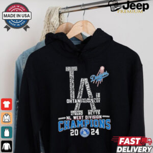 Design Los Angeles Dodgers Logo Players Names NL West Division Champions 2024 Shirt