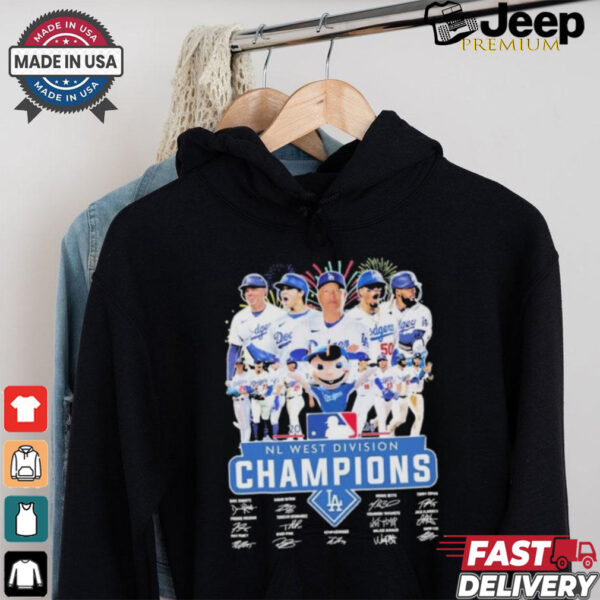 Design Los Angeles Dodgers Team 2024 NL West Division Champions Signatures Shirt