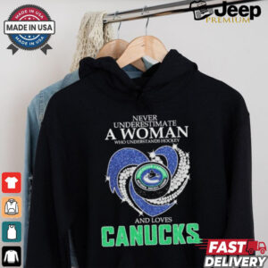 Design Never Underestimate A Woman Who Understands Hockey And Love Vancouver Canucks Diamonds Shirt