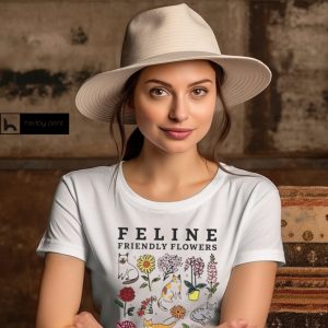 Feline Friendly Flowers Cats Cartoon shirt