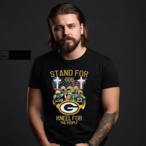 Green Bay Packers Stand For God Kneel For The People USA Flag T shirt