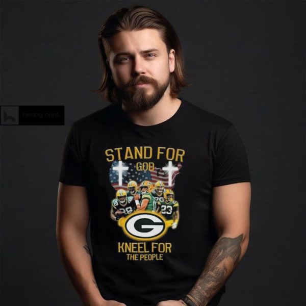 Green Bay Packers Stand For God Kneel For The People USA Flag T shirt