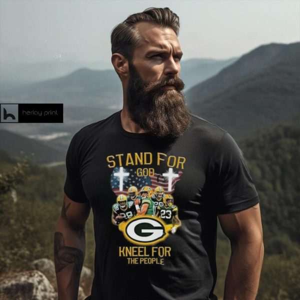 Green Bay Packers Stand For God Kneel For The People USA Flag T shirt