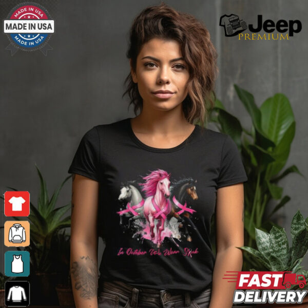 Horse Design Breast Cancer Awareness Shirt, Pink Ribbon T Shirt for Women