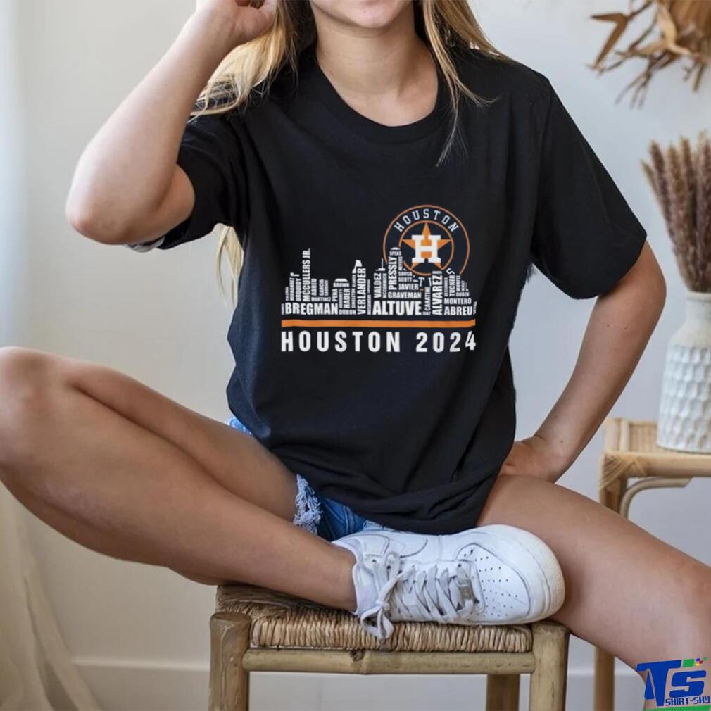 Houston 2024 Baseball Team Player Name City Skyline T Shirt