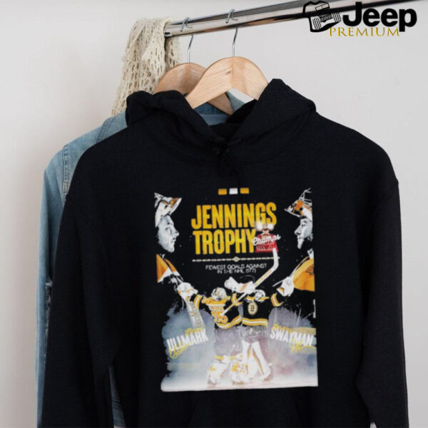 Jennings Trophy Champs Fewest Goals Against In The Nhl Linus Ullmark And Jeremy Swayman 2024 Shirt