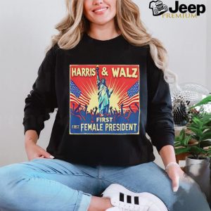 Kamala Harris Tim Walz first female president 2024 election shirt