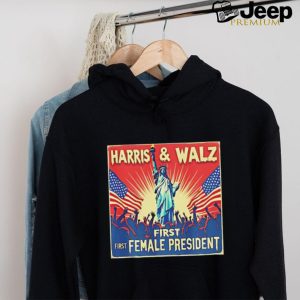 Kamala Harris Tim Walz first female president 2024 election shirt