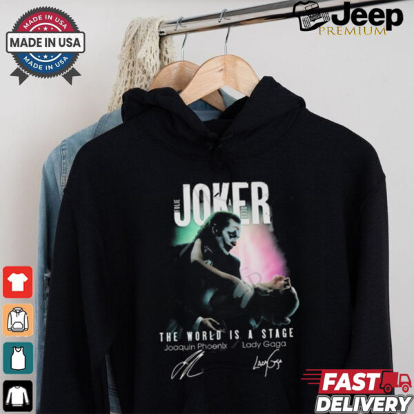 Lady Gaga The World Is A Stage Joker Folie a Deux Signatures T shirt