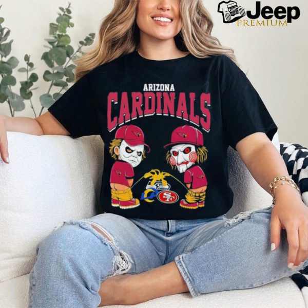 Michael Myers And Billy The Puppet X Arizona Cardinals Pee On NFL Teams Halloween Shirt