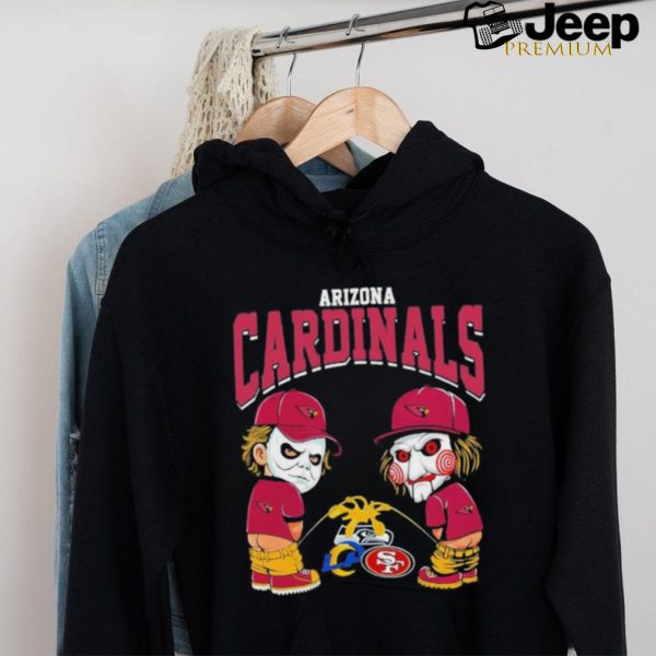 Michael Myers And Billy The Puppet X Arizona Cardinals Pee On NFL Teams Halloween Shirt