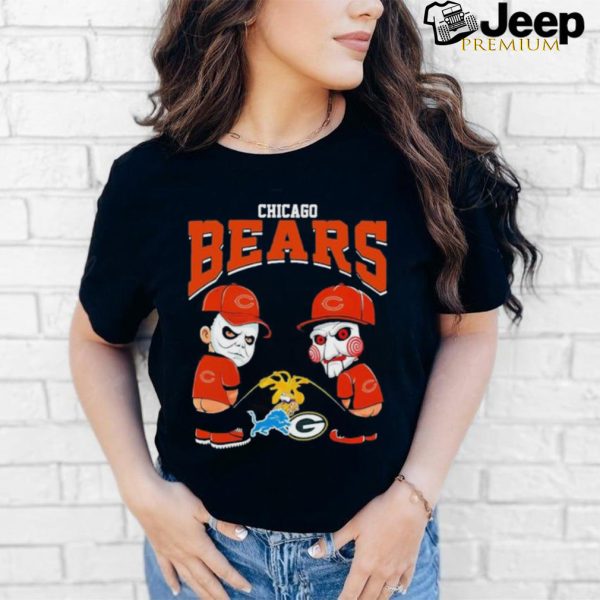 Michael Myers And Billy The Puppet X Chicago Bears Pee On NFL Teams Halloween Shirt