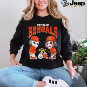 Michael Myers And Billy The Puppet X Cincinnati Bengals Pee On NFL Teams Halloween Shirt